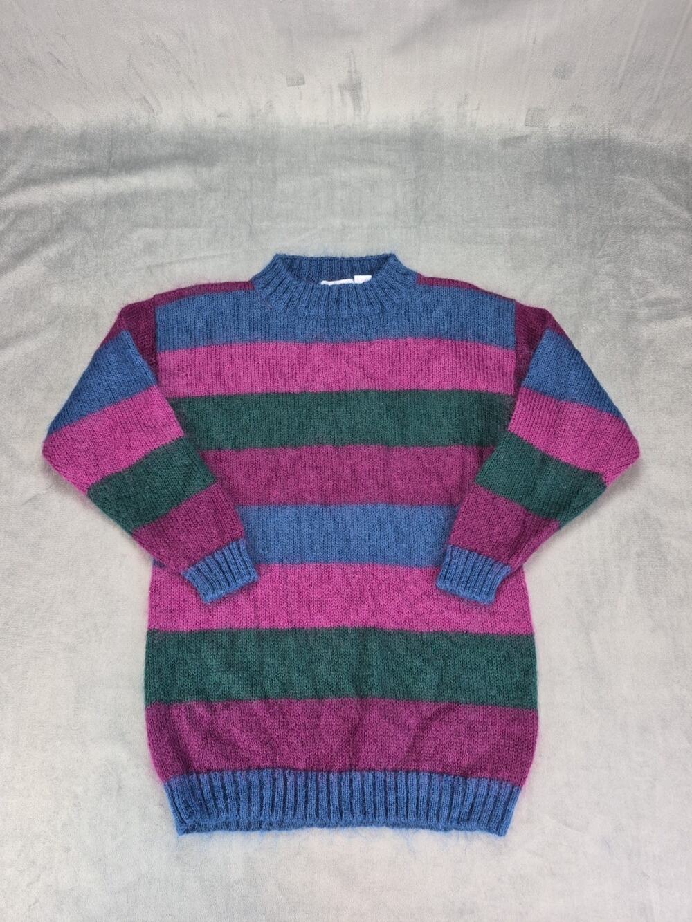 Vintage 1990s Christopher & Banks Mohair Blend Striped Crewneck Sweater Womens M